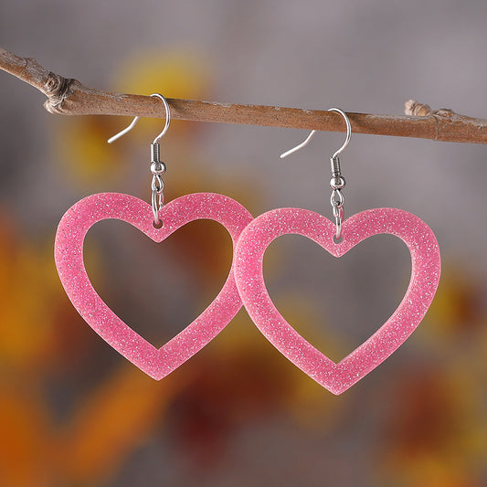 1 Pair Retro Heart Shape Arylic Drop Earrings