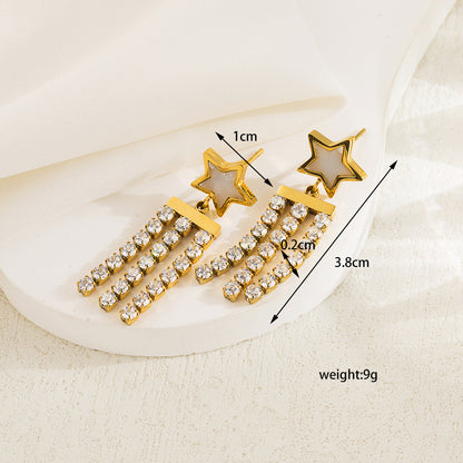 1 Pair Ig Style Elegant Basic Star Heart Shape Plating Inlay Stainless Steel Zircon 18k Gold Plated Drop Earrings