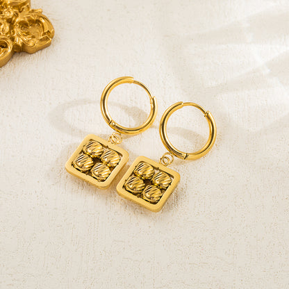 1 Piece Basic Vintage Style Simple Style Round Rectangle Plating Stainless Steel 18k Gold Plated Rings Earrings Necklace