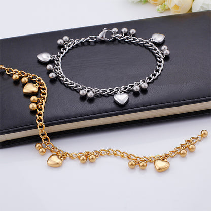 Simple Style Heart Shape Titanium Steel Patchwork Plating Bracelets