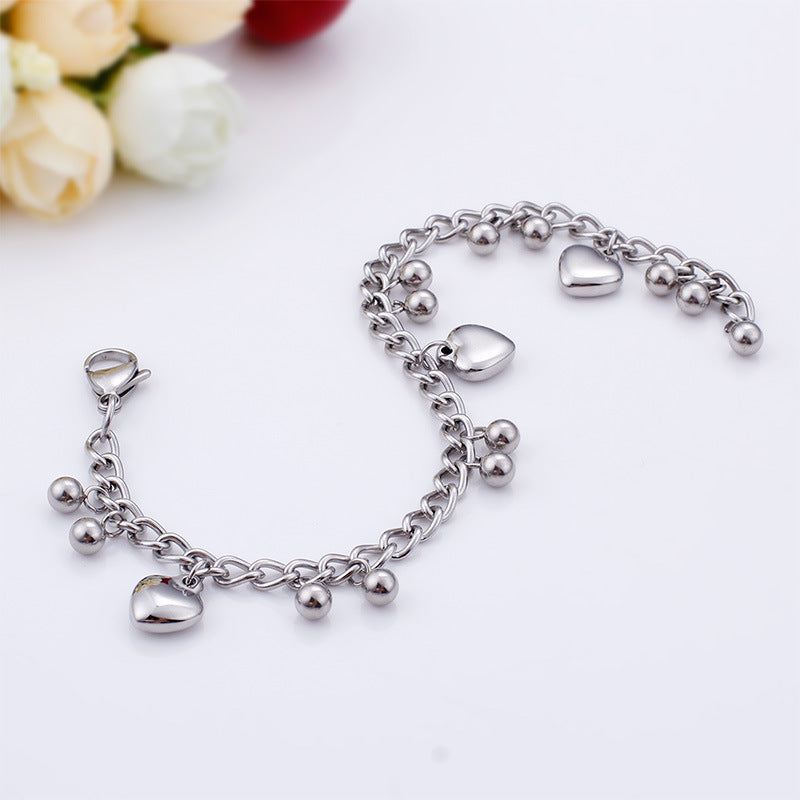 Simple Style Heart Shape Titanium Steel Patchwork Plating Bracelets