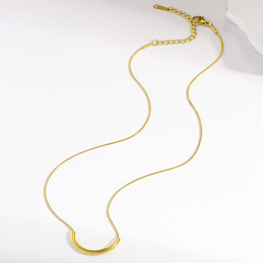 Wholesale Simple Style Solid Color Stainless Steel Plating 18k Gold Plated Pendant Necklace