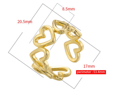 Casual Elegant Simple Style Heart Shape Twist Copper Plating Inlay Artificial Pearls Zircon 18k Gold Plated Open Rings