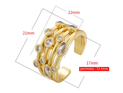 Casual Elegant Simple Style Heart Shape Twist Copper Plating Inlay Artificial Pearls Zircon 18k Gold Plated Open Rings