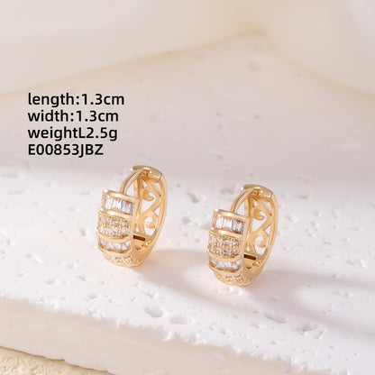 1 Pair Simple Style Circle Plating Inlay Copper Zircon Gold Plated Silver Plated Ear Studs