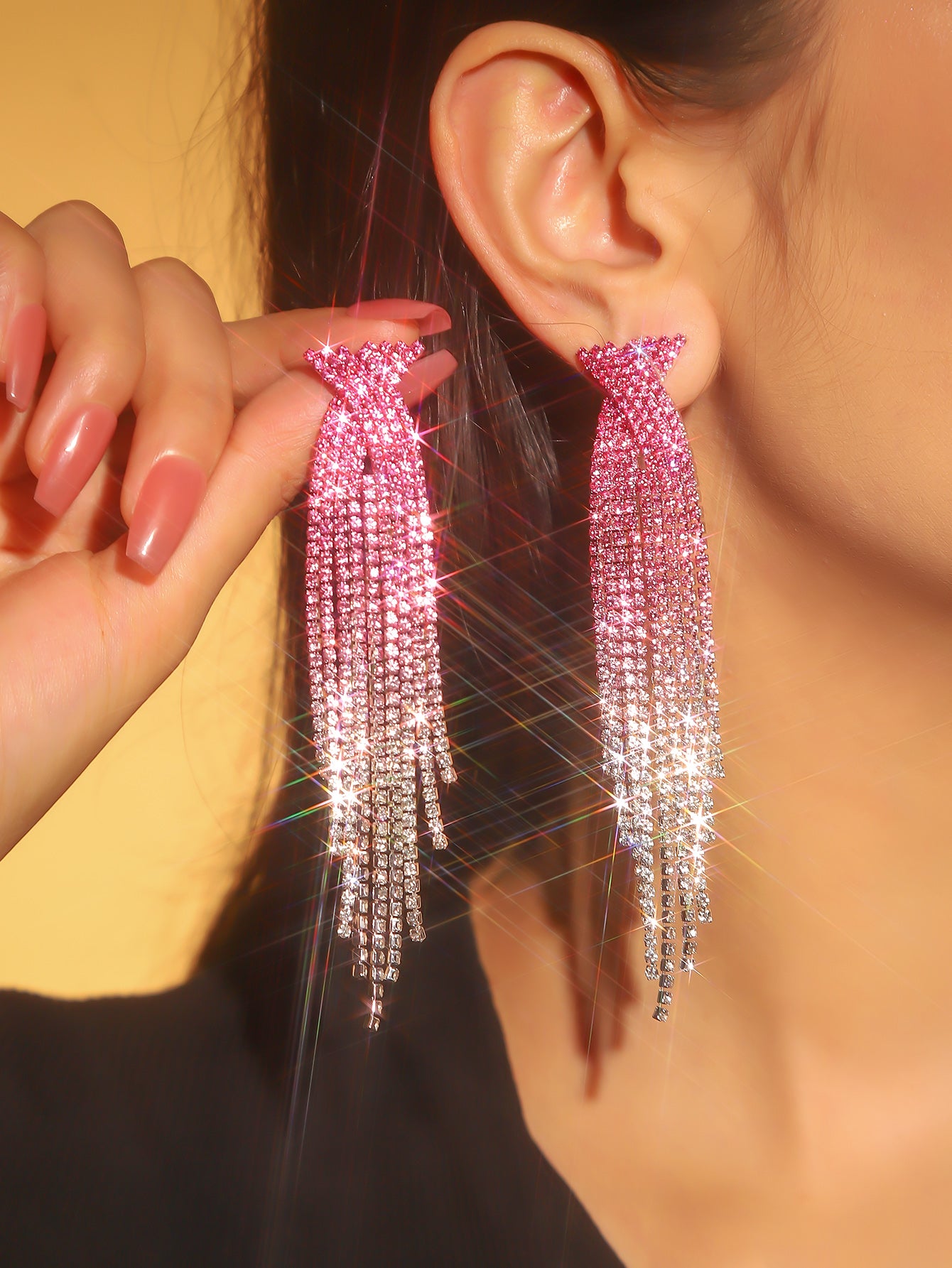 Retro Tassel Alloy Rhinestone Rhinestones Earrings