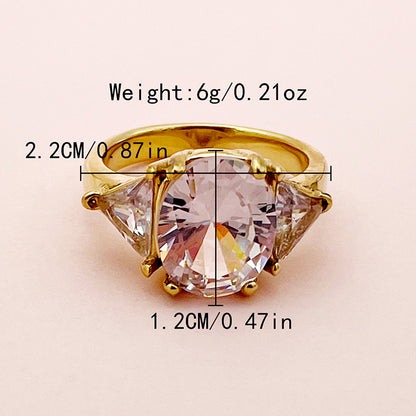 Glam Lady Shiny Geometric Butterfly Twist Stainless Steel Water Drop Plating Inlay Zircon 14k Gold Plated Rings