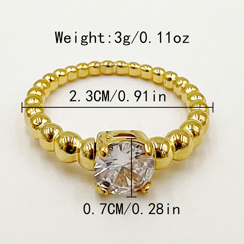 Glam Lady Shiny Geometric Butterfly Twist Stainless Steel Water Drop Plating Inlay Zircon 14k Gold Plated Rings