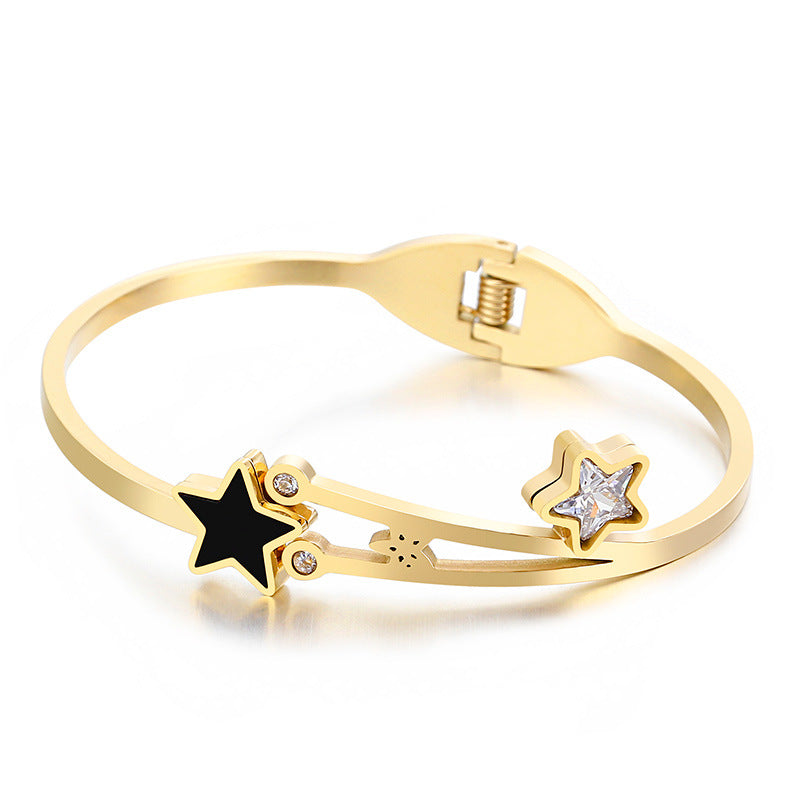 Vintage Style Star Titanium Steel Plating Bracelets