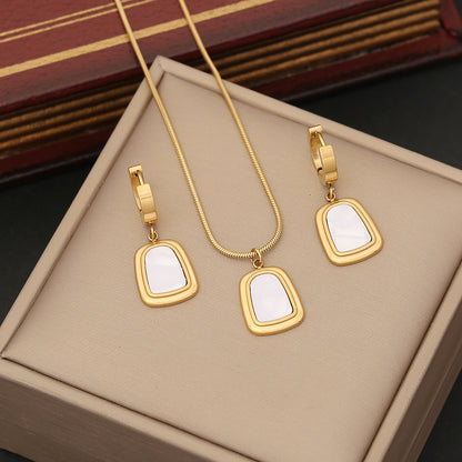 Simple Style Geometric Color Block Stainless Steel Shell Plating Jewelry Set