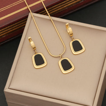 Simple Style Geometric Color Block Stainless Steel Shell Plating Jewelry Set