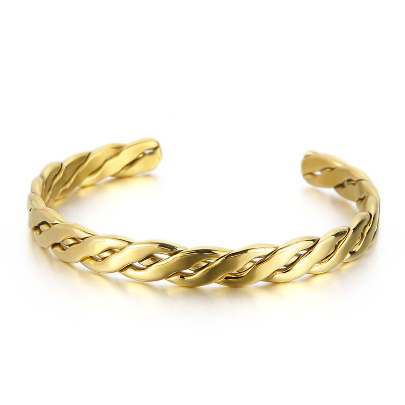 Simple Style Classic Style Solid Color Titanium Steel Plating Gold Plated Bangle