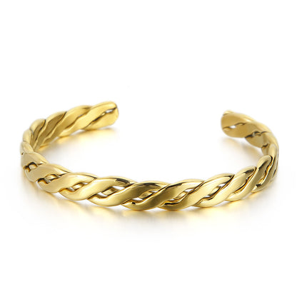 Simple Style Classic Style Solid Color Titanium Steel Plating Gold Plated Bangle