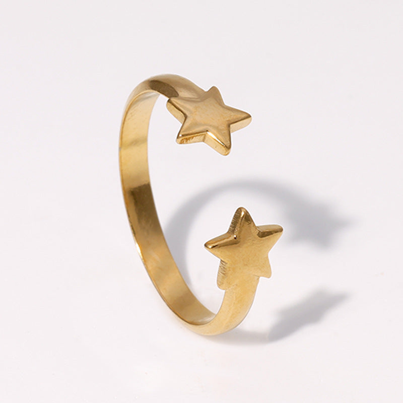 Simple Style Star Stainless Steel Plating Open Rings