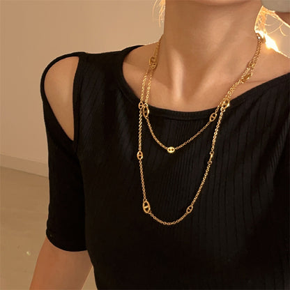 Ig Style Vintage Style Solid Color Stainless Steel Patchwork Plating 18k Gold Plated Silver Plated Long Necklace