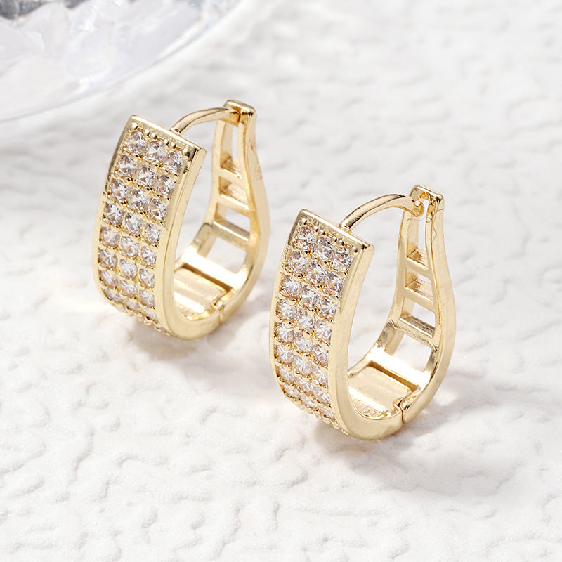 1 Pair Elegant Circle Plating Inlay Copper Zircon Gold Plated Hoop Earrings