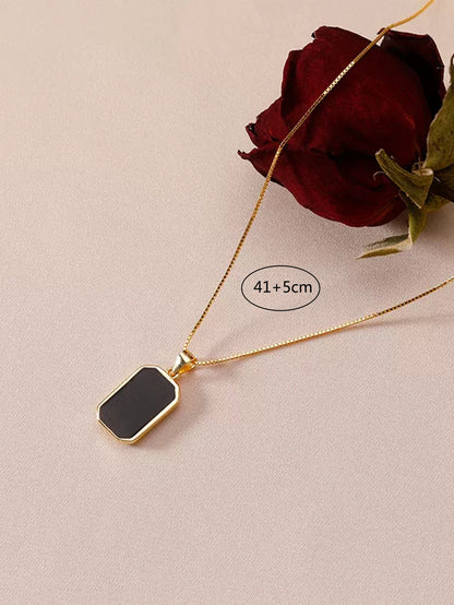 Vintage Style Water Droplets Rectangle Copper Plating Gold Plated Pendant Necklace