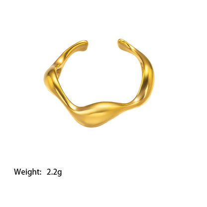 Simple Style Solid Color Titanium Steel Polishing Plating 18k Gold Plated Open Rings