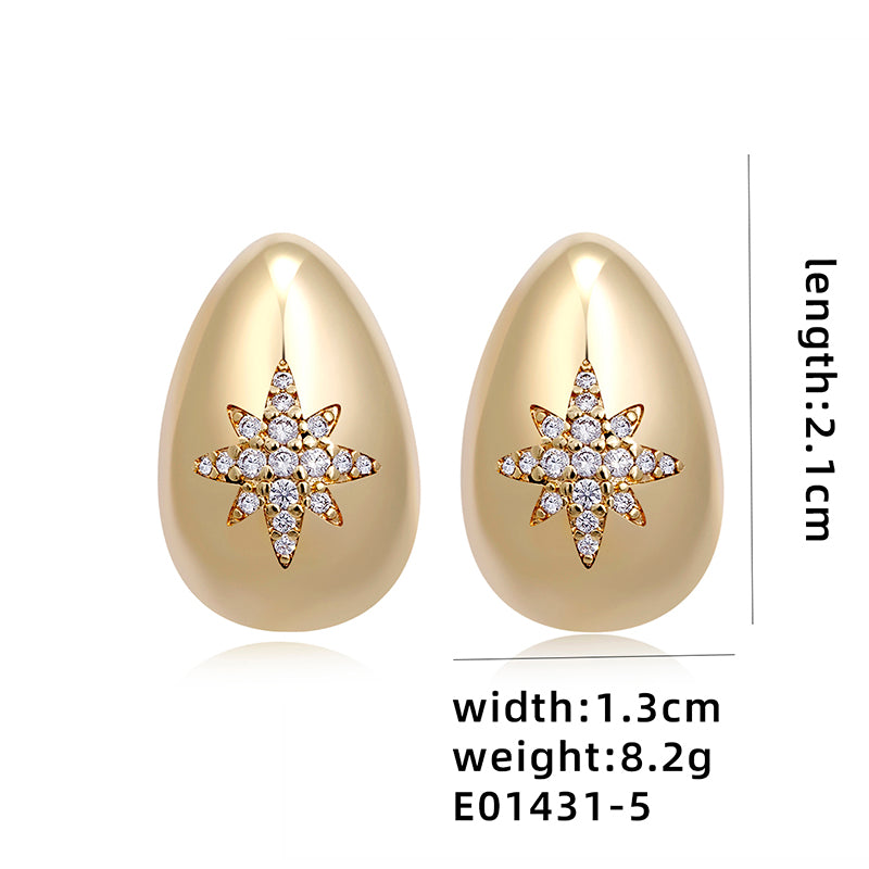 1 Pair Ig Style Simple Style Geometric Butterfly Plating Inlay Copper Zircon White Gold Plated Gold Plated Ear Studs