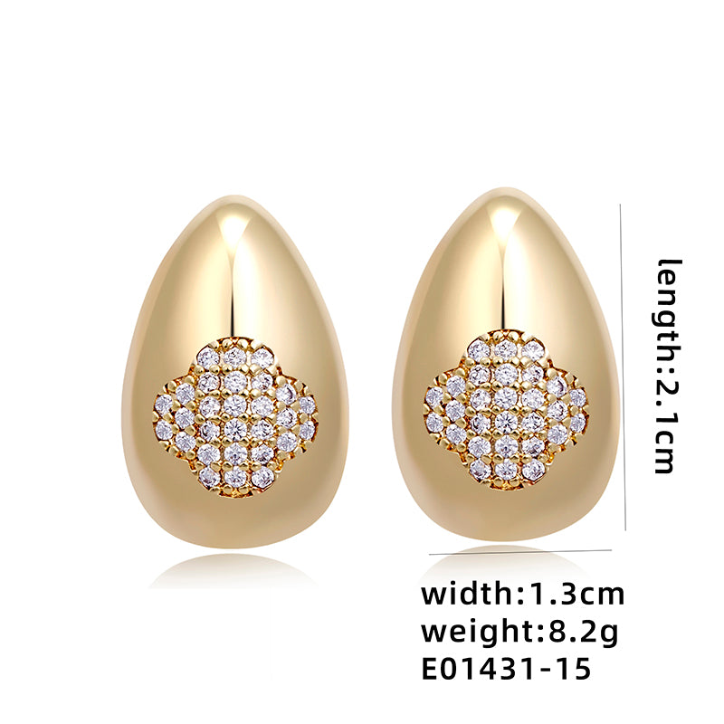 1 Pair Ig Style Simple Style Geometric Butterfly Plating Inlay Copper Zircon White Gold Plated Gold Plated Ear Studs