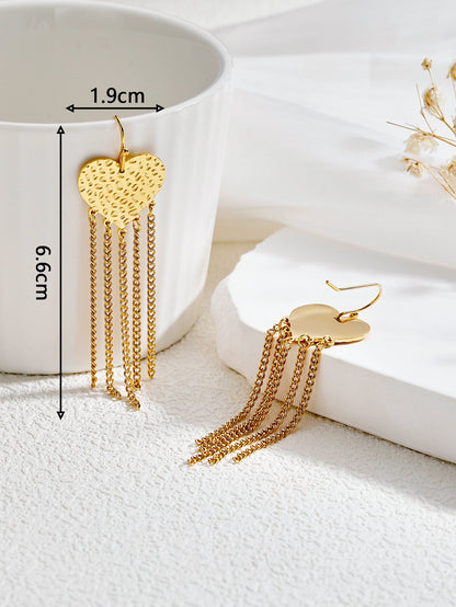 1 Pair Vintage Style Heart Shape Plating Stainless Steel 18k Gold Plated Drop Earrings