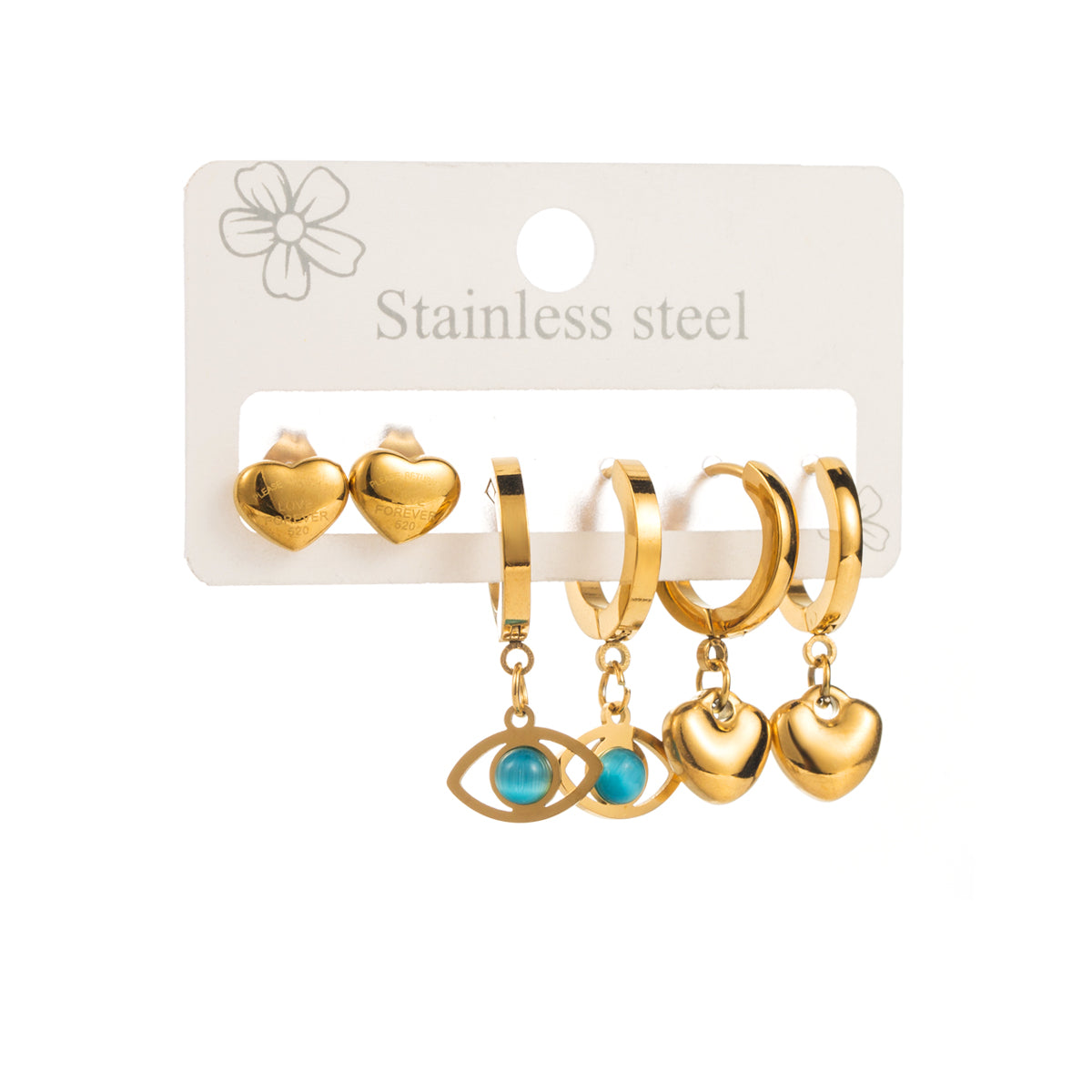 1 Set Modern Style Simple Style Heart Shape Stainless Steel Drop Earrings