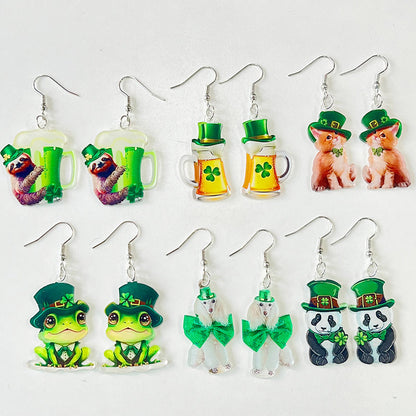 1 Pair Cute Panda Frog Arylic Drop Earrings