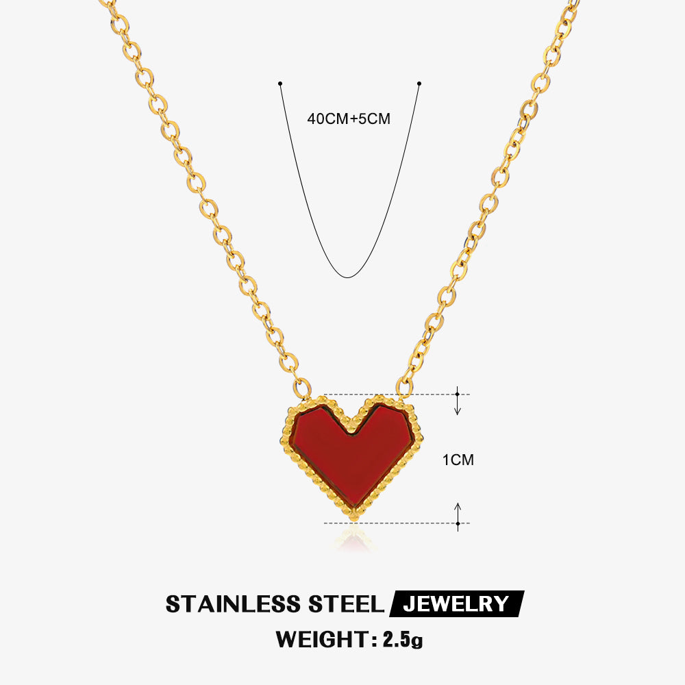 Ig Style Simple Style Heart Shape Stainless Steel Plating Inlay Artificial Gemstones 18k Gold Plated Earrings Necklace