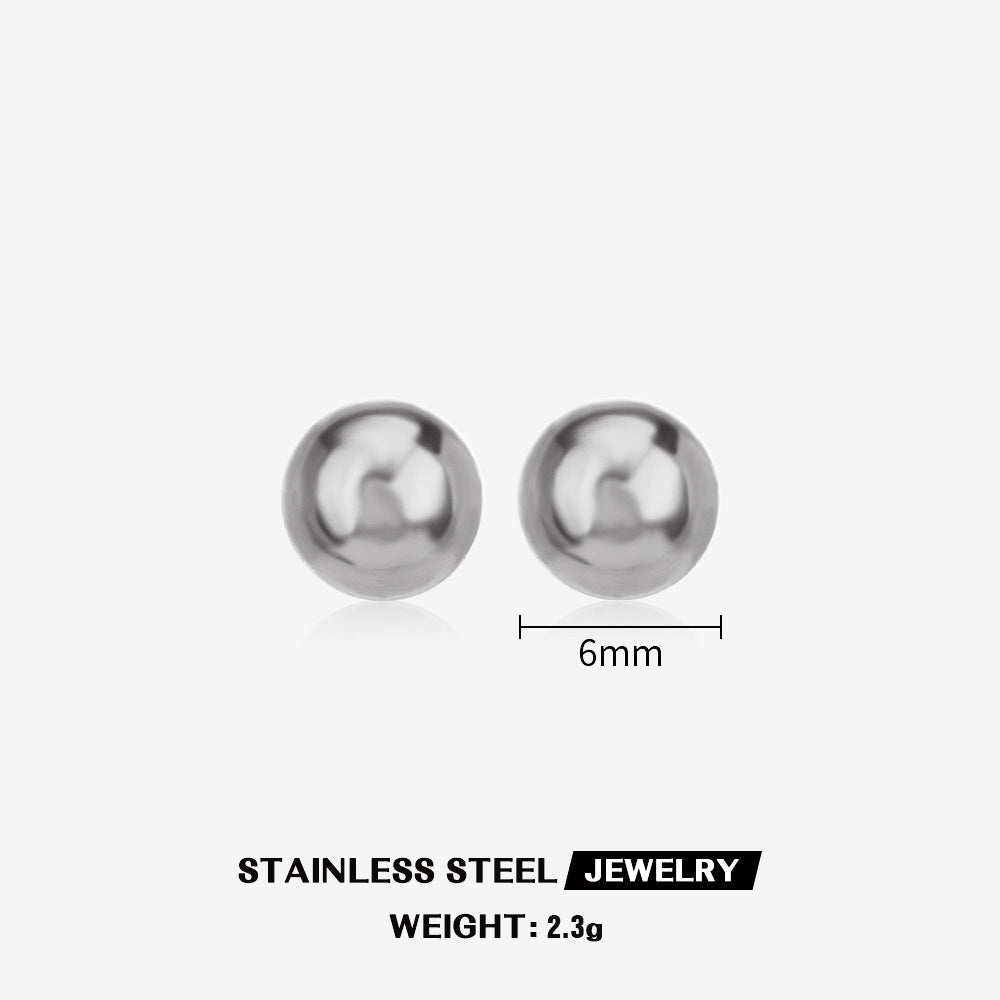1 Pair Simple Style Round Plating Stainless Steel Ear Studs