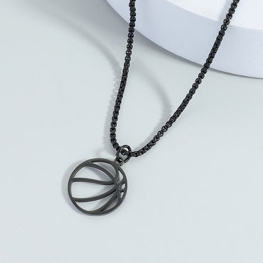 Wholesale Vintage Style Basketball Stainless Steel Pendant Necklace