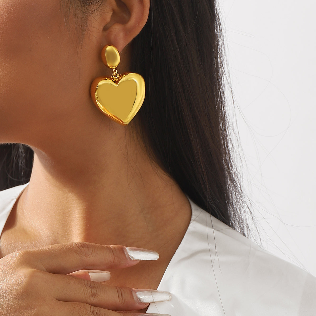 1 Pair Modern Style Simple Style Heart Shape Alloy Drop Earrings