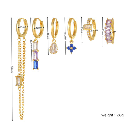 1 Set Elegant Cute Streetwear Tassel Flower Plating Inlay Brass Zircon 18k Gold Plated Silver Plated Earrings
