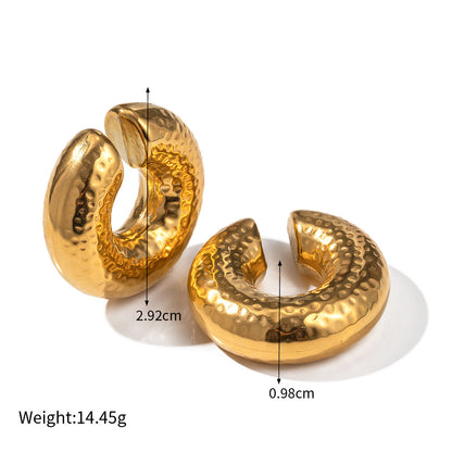 1 Pair Vintage Style C Shape Plating Stainless Steel 14k Gold Plated Ear Cuffs