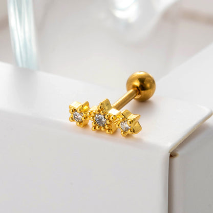 1 Piece Sweet Heart Shape Crown Plating Inlay Stainless Steel Zircon 18k Gold Plated Ear Studs