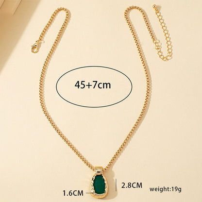 Simple Style Oval 14k Gold Plated Stone Zinc Alloy Wholesale Pendant Necklace