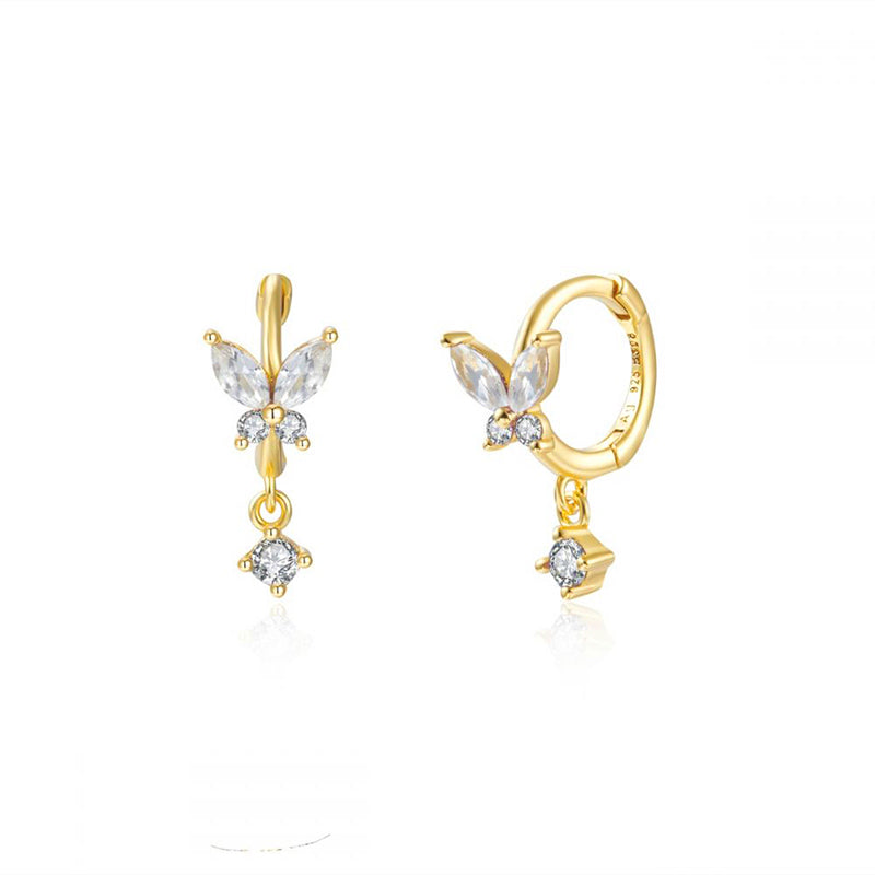 1 Pair Cute Classic Style Butterfly Plating Inlay Brass Zircon 18k Gold Plated Drop Earrings