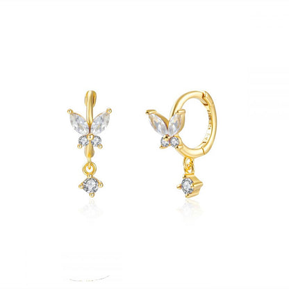 1 Pair Cute Classic Style Butterfly Plating Inlay Brass Zircon 18k Gold Plated Drop Earrings