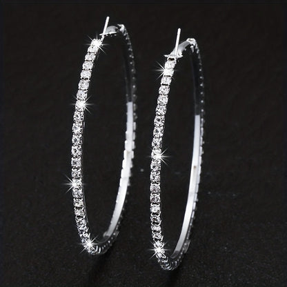 1 Pair Basic Classic Style Solid Color Plating Inlay Copper Rhinestones Silver Plated Earrings