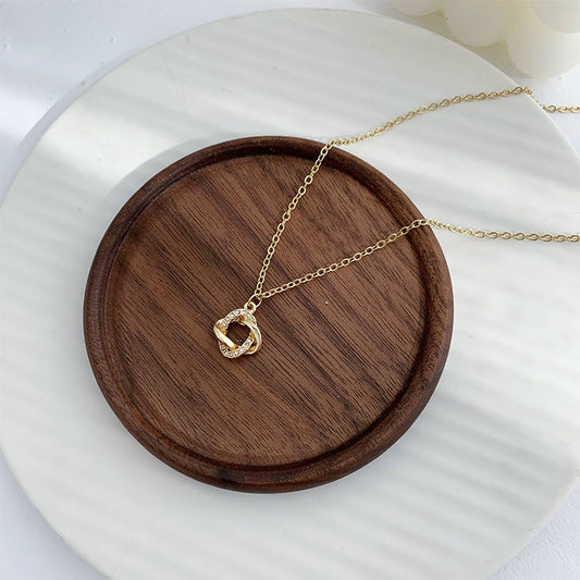 Simple Style Classic Style Solid Color Gold Plated Artificial Rhinestones Alloy Wholesale Pendant Necklace