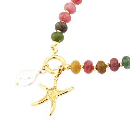 Simple Style Classic Style Commute Irregular Starfish Freshwater Pearl Stone Copper Beaded Handmade 18k Gold Plated Women's Jewelry Set