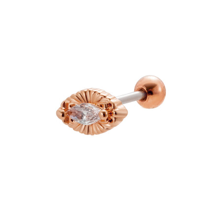 1 Piece Sweet Heart Shape Flower Plating Inlay Stainless Steel Zircon 18k Gold Plated Ear Studs