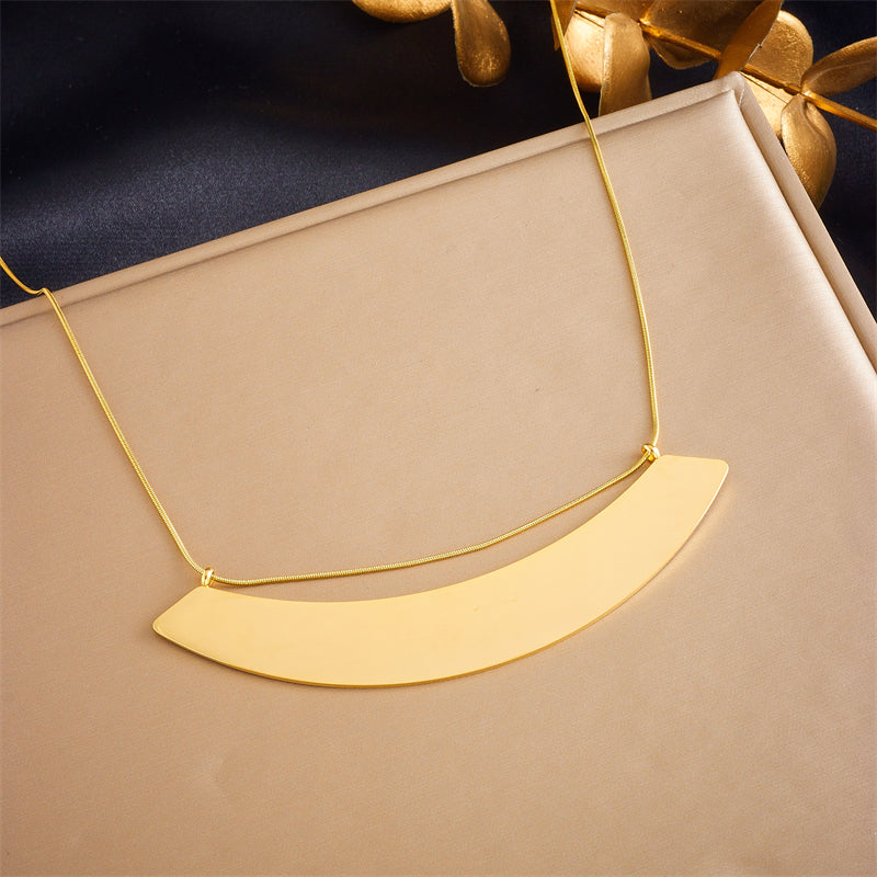 Wholesale Retro Solid Color Titanium Steel 18k Gold Plated Necklace