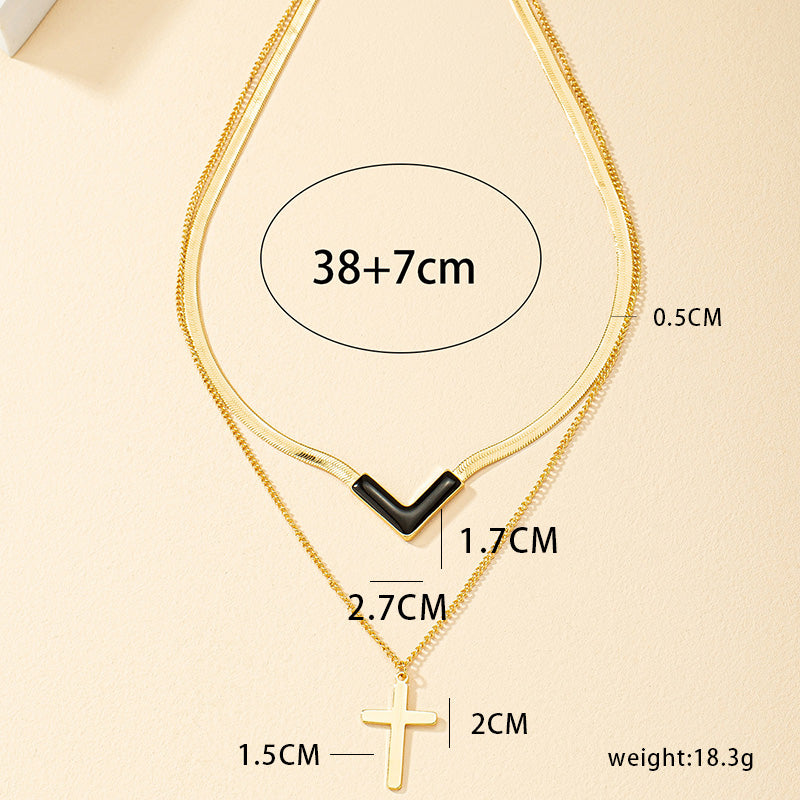 Simple Style Classic Style Cross Alloy Plating 14k Gold Plated Women's Layered Necklaces