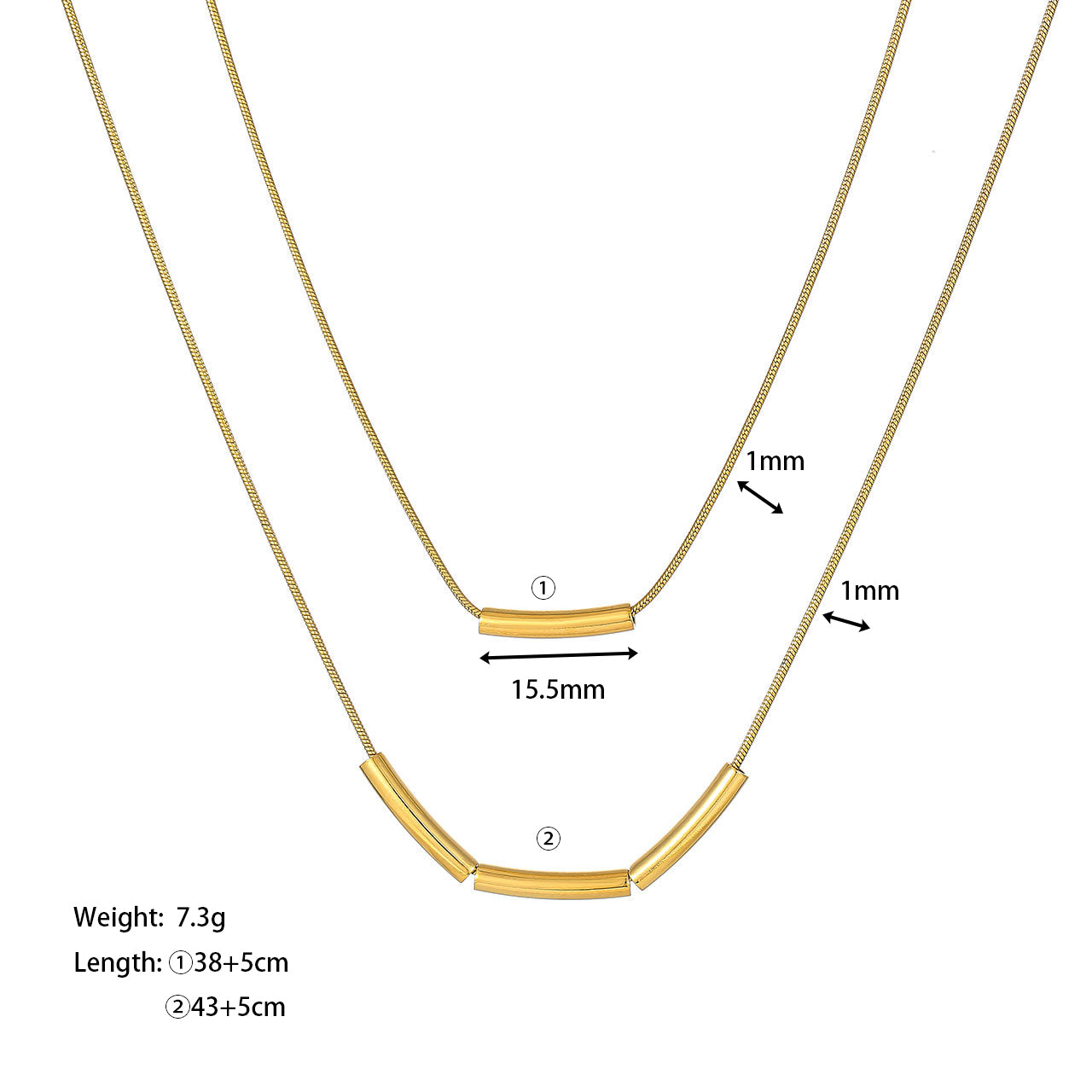 Casual Hip-hop Solid Color Stainless Steel Patchwork Plating Gold Plated Pendant Necklace