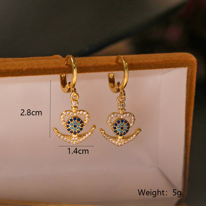 Simple Style Commute Devil's Eye Copper Plating Inlay Zircon 18k Gold Plated Jewelry Set