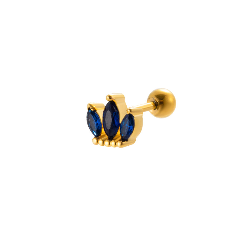 1 Piece Sweet Crown Flower Butterfly Plating Inlay Stainless Steel Zircon 18k Gold Plated Ear Studs