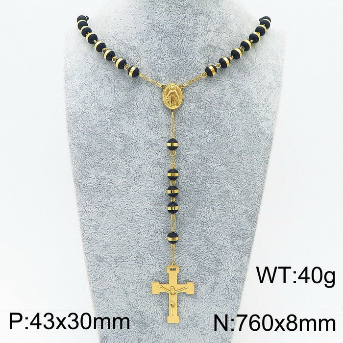 Wholesale Basic Cross Titanium Steel Plating Gold Plated Pendant Necklace