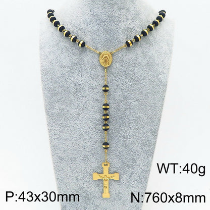 Wholesale Basic Cross Titanium Steel Plating Gold Plated Pendant Necklace