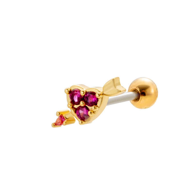 1 Piece Sweet Heart Shape Plating Inlay Stainless Steel Zircon 18k Gold Plated Ear Studs