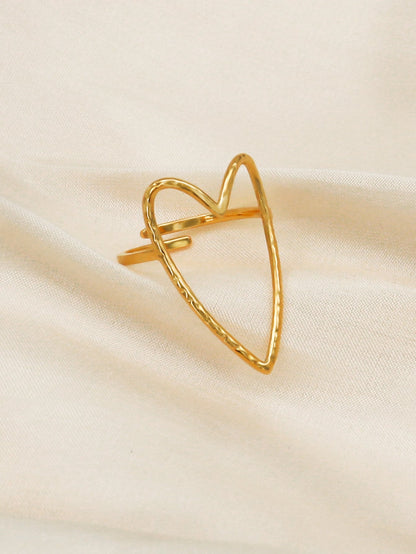 Simple Style Commute Heart Shape Stainless Steel Plating 18k Gold Plated Open Rings